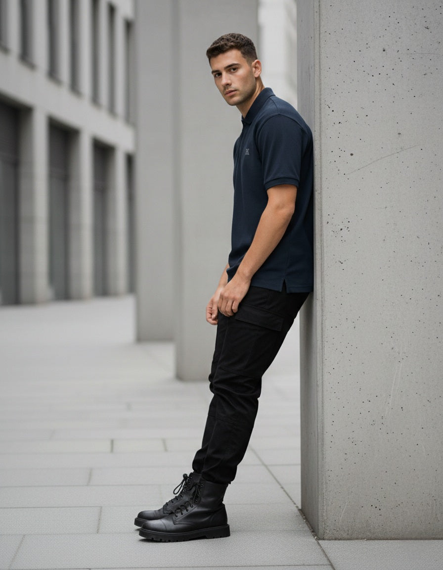 Men's Polo Black & Navy Blue Colour